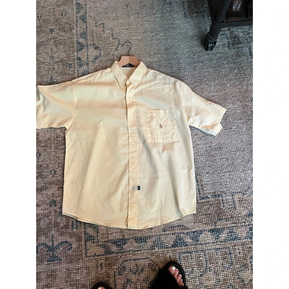 Polo Ralph Lauren Mens Short Sleeve Oxford Button Down Shirt Yellow Pony Logo 20